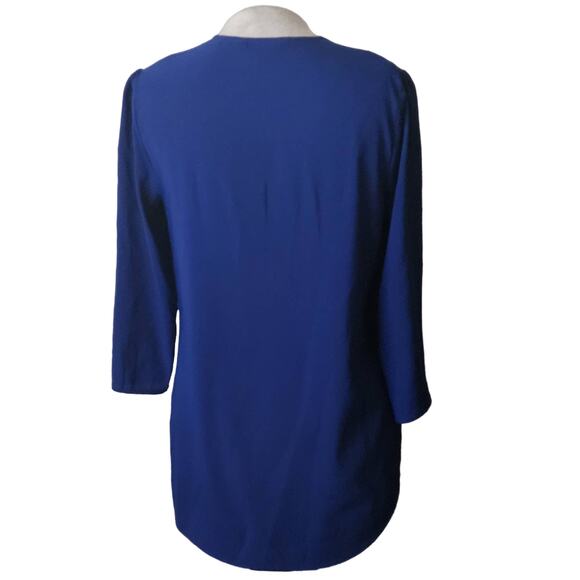 Blue Zipper V Neck Blouse Size XS - Picture 2 of 5